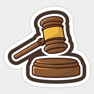 Wooden Judge Gavel and Soundboard Sticker vector illustration. Justice hammer sign icon concept. Law and justice concept. Sticker